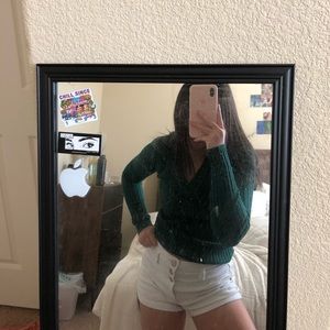 thrifted dark green sweater